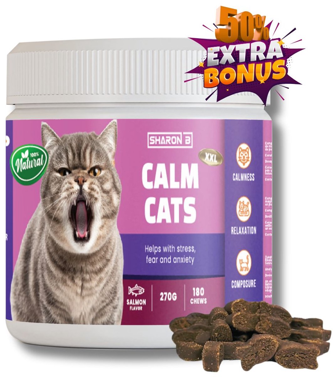 Calm Cats - Kalmerend supplement voor katten - Anti Stress kat - Antistressmiddel - Anti-conflict -Anti-Agressie - XXL pot - 50% extra inhoud - 180 stuks genoeg voor 6 maanden