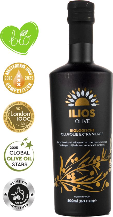 Superieure Bio Olijfolie – Extra Vierge - Bekroond & Authentiek – 500 ml – Uit Kreta - Van familie-olijfgaarden