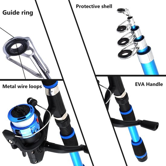 Dutchers® 54-delige Telescopische Vishengel set - Werphengel met molen 240cm - Compleet Visserspakket voor Beginners & Gevorderden - Vissen - Visnet - Visspullen - Hengel voor Roofvissen - Hengelsport - Hengelset van Merkloos — afbeelding 2