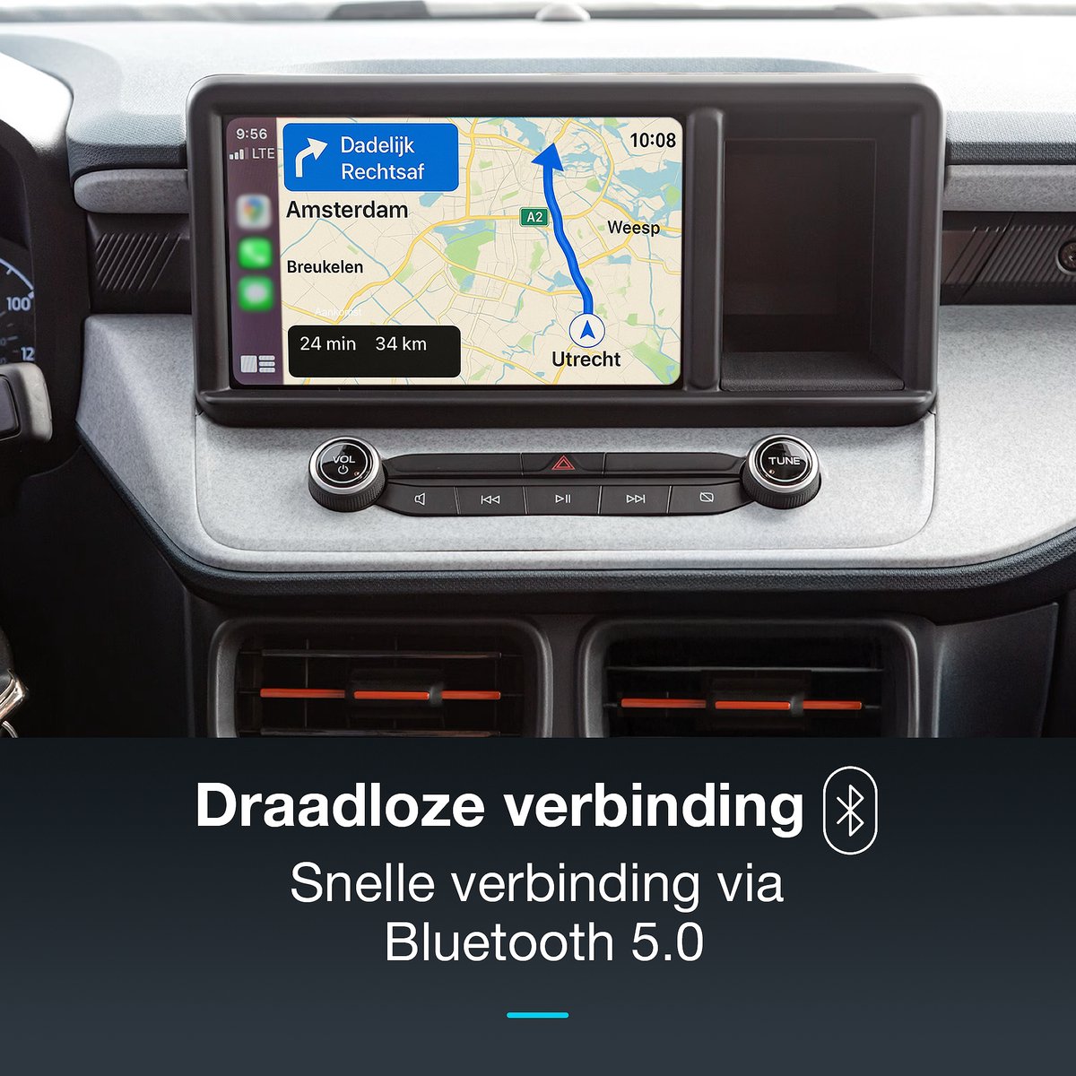 MasonPro 2-in-1 Draadloze CarPlay Android Auto Dongle USB-C/A voor Veilig Navigeren en Handsfree Bellen - Afbeelding 5