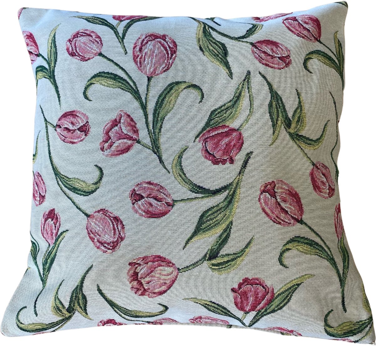 Kussenhoes - Luxe gobelinstof - tulpen - Tulp - Bloemen - Kleine print - 45 x 45 cm