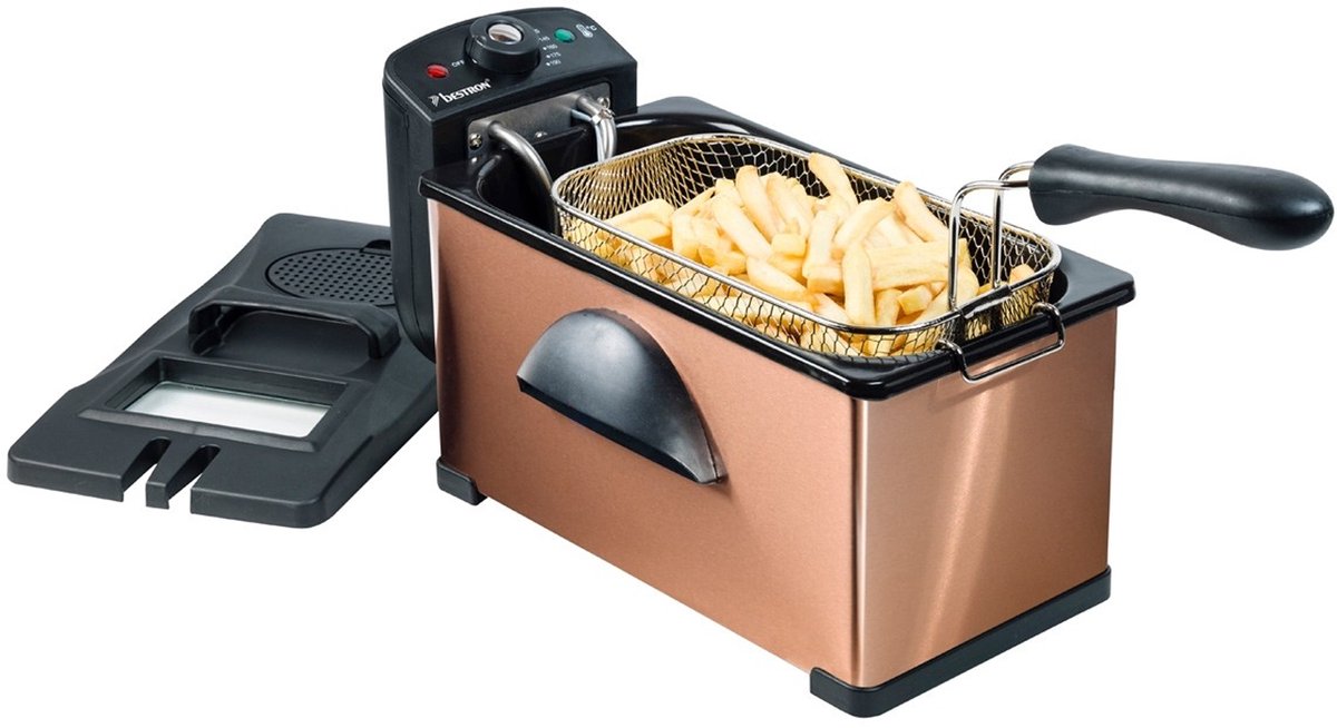 Bol.com Bestron Frituurpan 3.5 liter - AF370CO - Friteuse 2000W - Kijkvenster - Koper - 5 jaar garantie aanbieding
