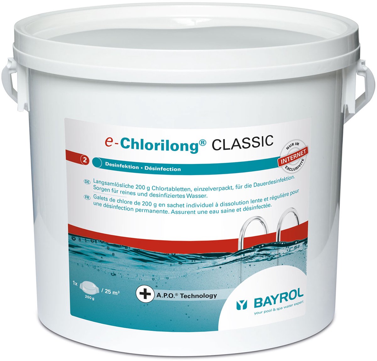 langzaam chloorkiezel 250g 5kg - bayrol - chlorilong classic
