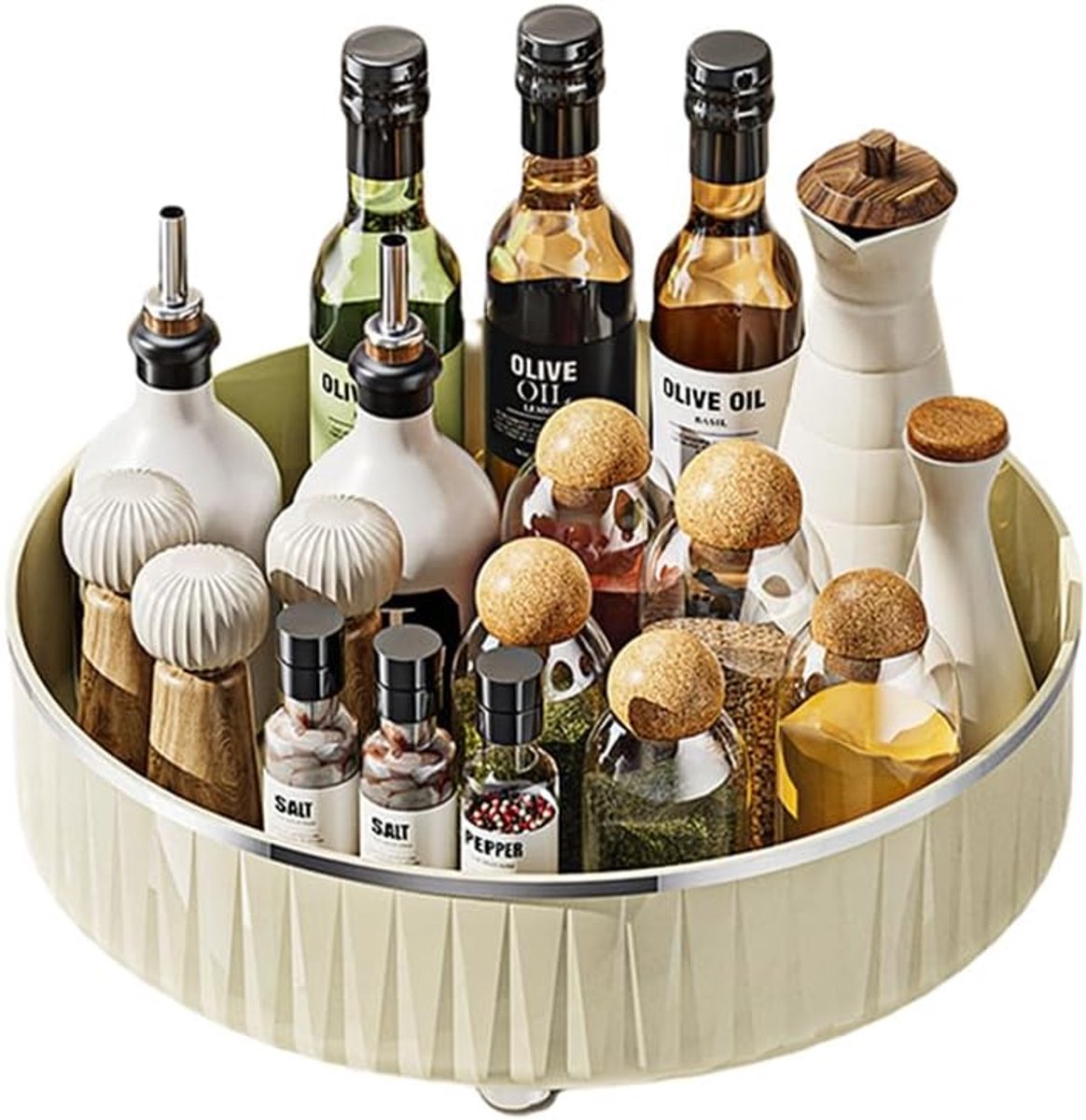 Lazy Susan Draaiplateau - 360 graden draaibaar - 27 cm - melkwit