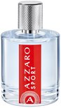 AZZARO SPORT Eau de Toilette in een doorzichtige fles met een rode band met witte letters.