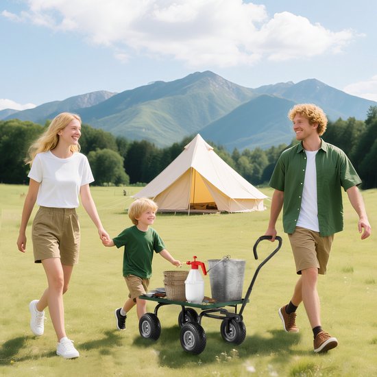 Outsunny Tuinkar Staal 94x48,5x100cm Groen van Outsunny — afbeelding 2