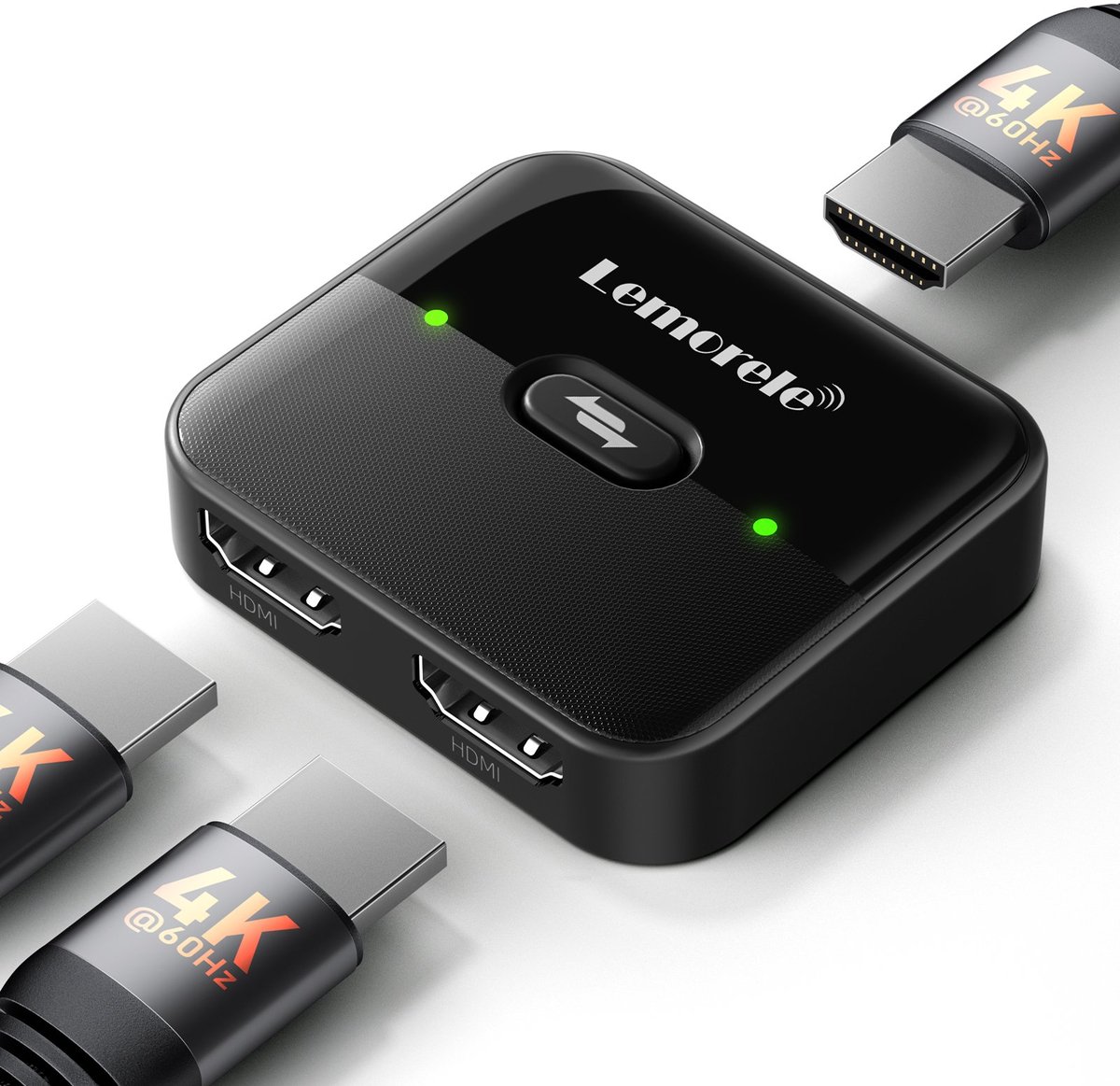 Lemorele™ HS001 - HDMI Bidirectionele Switch - 4K@60Hz - 2-in-1-uit of 1-in-2-uit - Plug & Play - Compact en Draagbaar