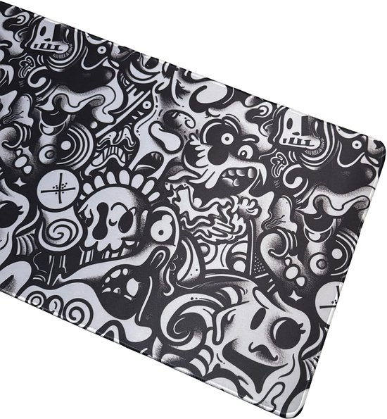 Muismat xxl - Doodle Apocalypse - Gaming - 900 x 400 x 3 mm - Antislip
