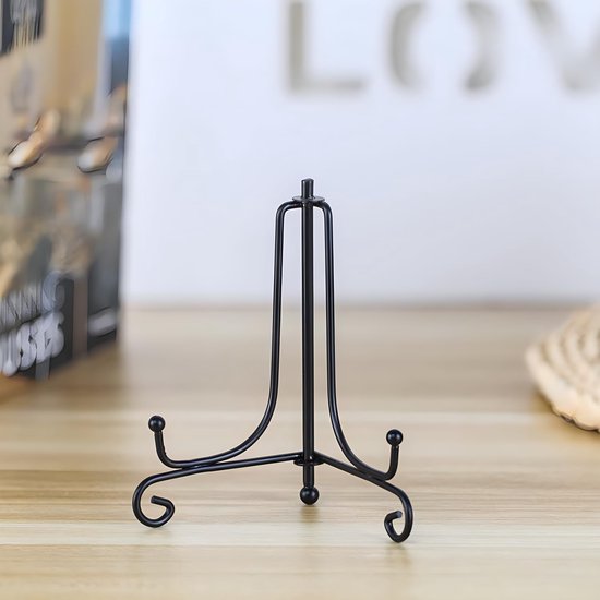 Plaatstandaards voor display - Kunststof schildersezelstandaard met plaathouder en displaystandaard met fotolijst voor foto's, decoratieve borden, schalen en tafelbladkunst - 7,6 cm - goud