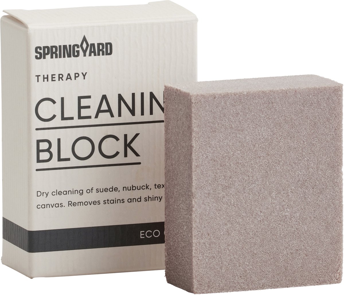Springyard Therapy Cleaning Block – droog reinigingsblok voor suède, nubuck, textiel en canvas – verwijdert vuil, vlekken & glans