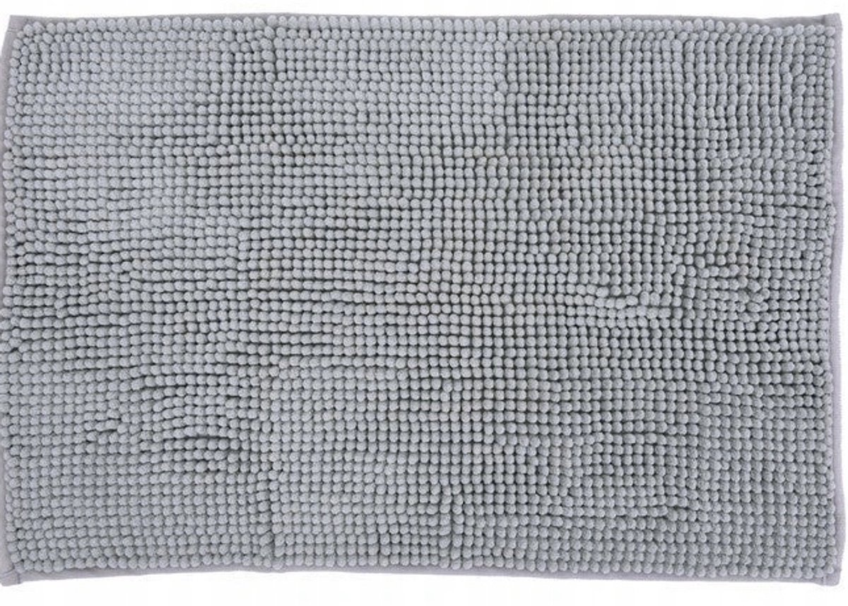 Bisk Chenille - Badmat - 60x40 cm - Grijs - Antislip