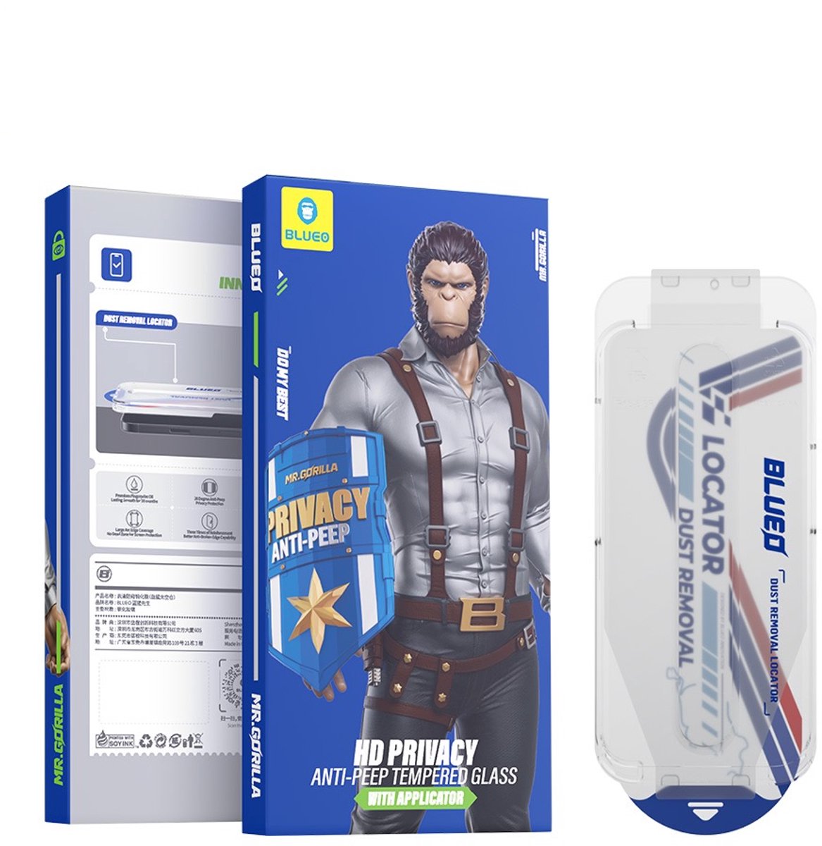 BLUEO Glasfolie - Privacy Screenprotector Geschikt voor iPhone 14 Pro Max - Met Installatie Kit