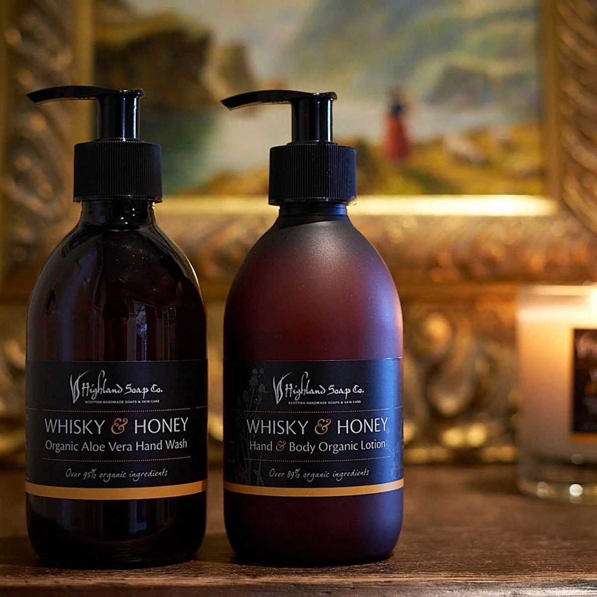 Whisky & Honey – Warm & Zoet - Cadeauset Handverzorging – Handzeep, Lotion & Tas