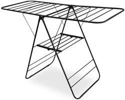 DailySupplies® Droogmolen met Voet voor Camping & Thuis - Wasrek Staand - Droogrek Inklapbaar - Zwart