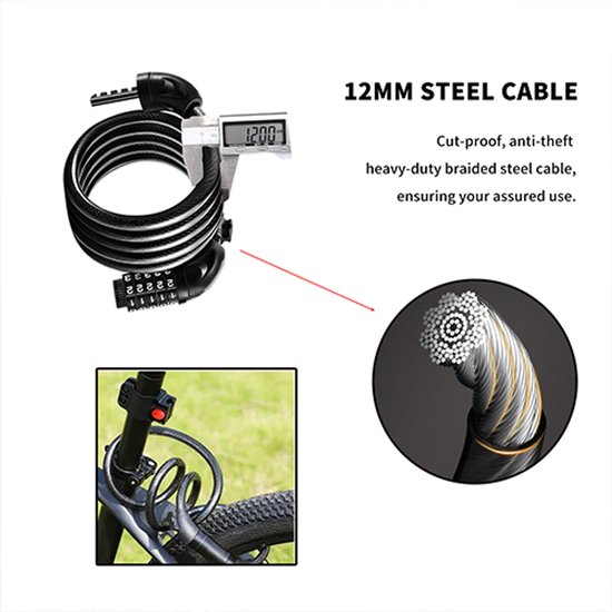 Cadenas de Vélo, 90cm Câble Antivol pour Vélo Scooter Motos Portail