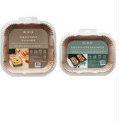 [WESHEIR] Airfryer Bakpapier Set – Totaal 240 Stuks – een set van Vierkant 20×20 cm & een set van Dubbele Bakjes 20.5×14 cm – Wegwerp – Oliebestendig – Voor XXL & XL Airfryers, Geschikt voor Ninja AF300EU AF400EU en en Philips 3000S, 5000S]