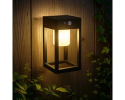 RexTech Solar wandlamp buiten 'Svea' - Warm wit licht - 4 lichtstanden - Buitenlamp op zonne-energie - Industriële wandlamp - Metaal - Zwart