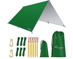 Ryaco Outdoor Tentzeil - Campingzeil - Zonnescherm met Opbergtas - Waterdicht - UV-Bestendig - Tarps voor kamperen - 3-4 Personen - 290 x 290 cm - Donker Groen