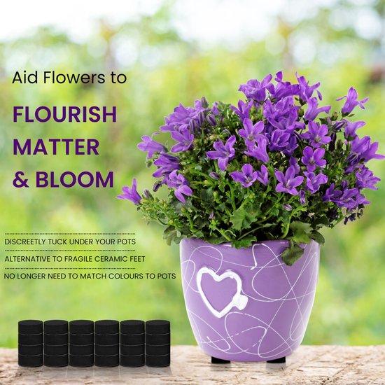 Lot De 40 Pied Pot De Fleur Invisible - Pied Caoutchouc Noir Pour Plantes - Tampon Antidérapant