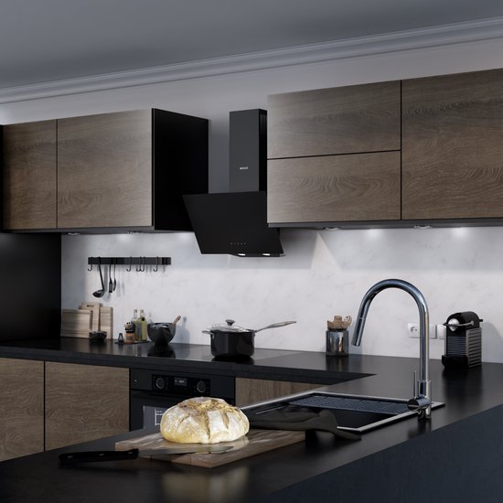 Wiggo WE-E623G(G) - Hotte de cuisine coudée - 60 cm - Double Glas Grijs