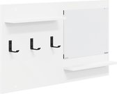 Porte-manteau Mural Blanc En Bois Aggloméré Avec étagère - Design Moderne Pour Couloir - 84x80 Cm - 4