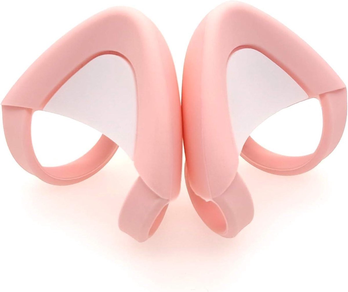 Allecto Plus - Kat Oren Hoofdtelefoon Decoratie Roze/Wit met Verstelbare Banden. Compatibel met Diverse Headsets.