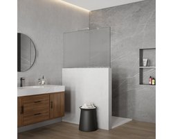 Fortifura Galeria Halfhoge Inloopdouche - 95.8x80cm - ribbelglas - 8mm - nano - met blind profiel