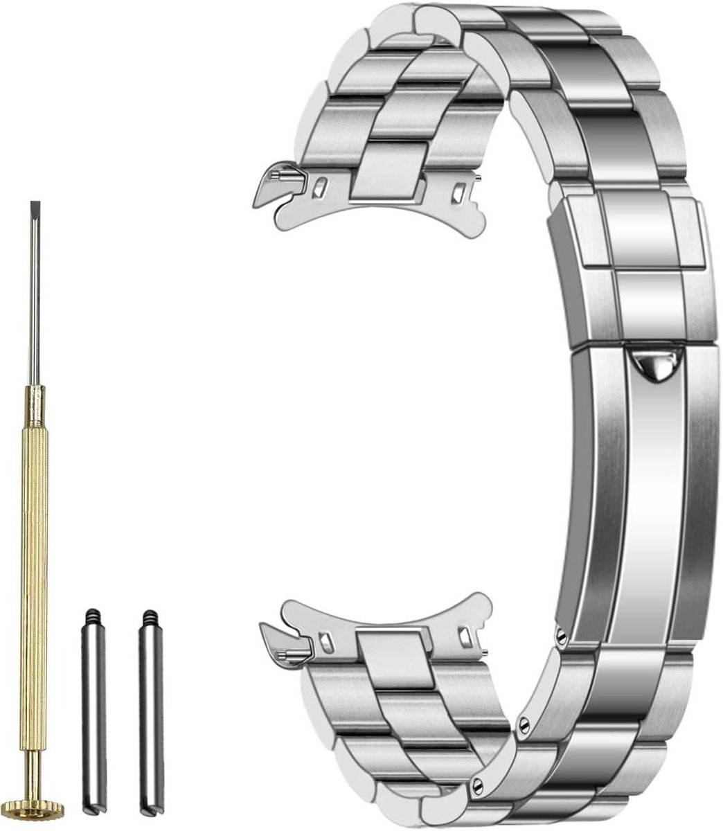 Allecto Plus - Roestvrij Staal Horloge Band 20mm 22mm Gebogen End | Metalen Horlogebanden voor Mannen en Vrouwen | Vervanging Armband met Klassieke Gesp | Zilver