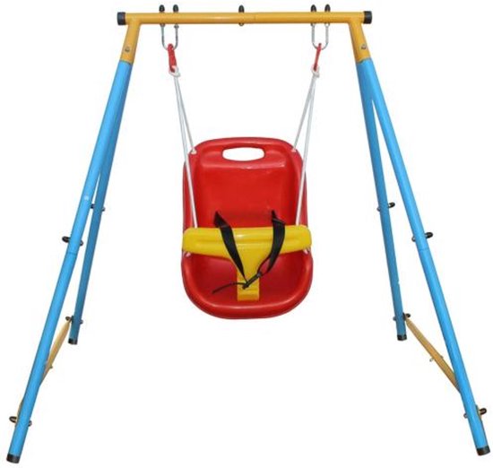 Outsunny Schommelset Buiten, Schommelgestel Met 2 Schommels, Glijbaan, Kinderschommel Met Metalen Frame Groen~1tcpbrqr1vo01