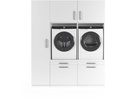 Wasophoogte® Wasmachine Kast Lyon - Wasmachine verhoger - Wasmachine ombouw - 700(D)*1780(B)*2110(H) mm - Wit