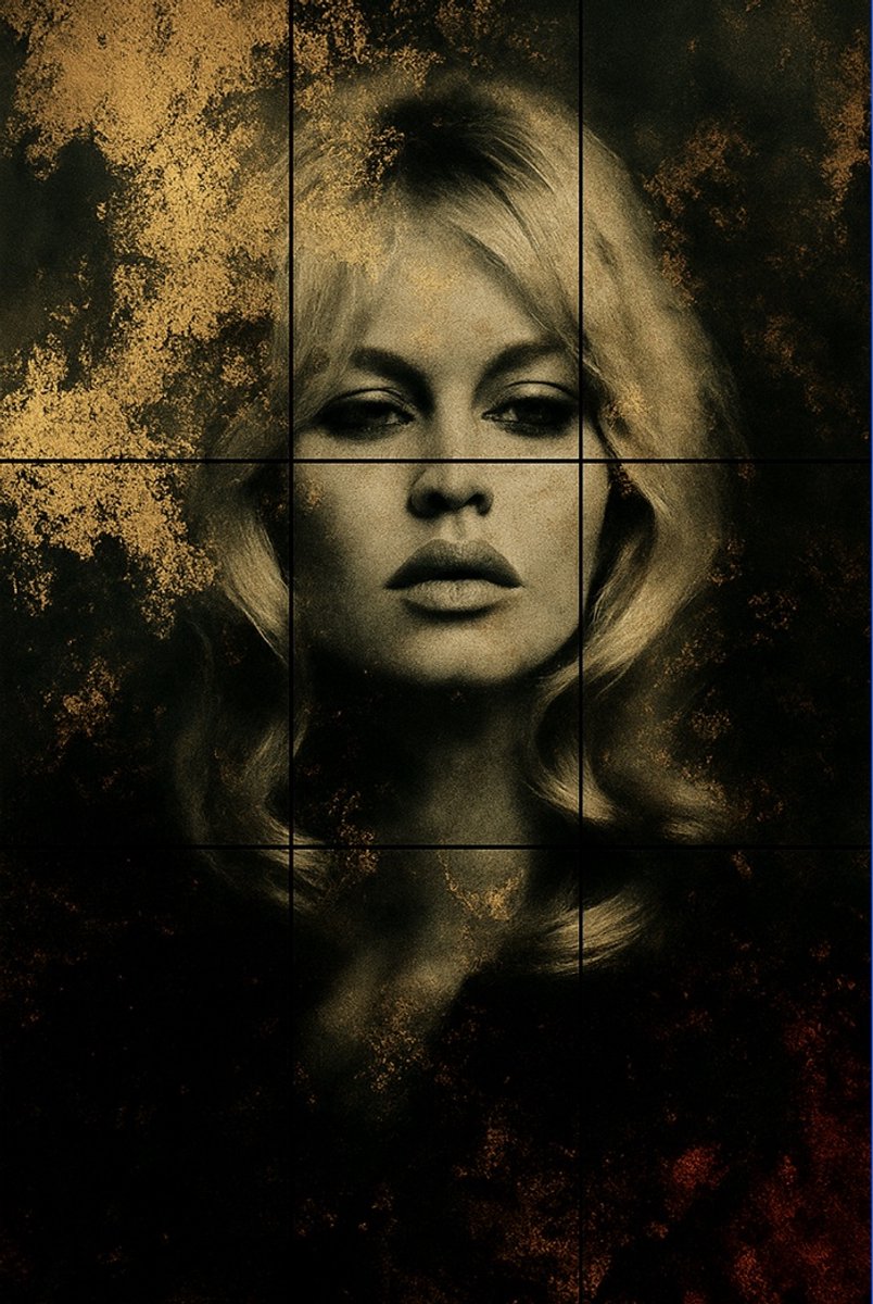 The Bardot Remnant- Luxe Wanddecoratie van Art-Empire – Plexiglas 5mm – Zwevend Aluminium Ophangsysteem – Galerie-kwaliteit op Maat