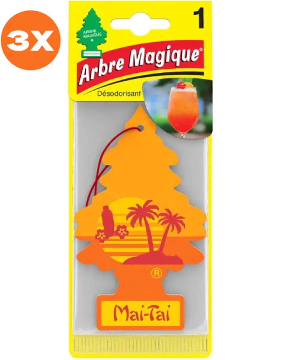 3 stuks Mai-Tai Arbre Magique Geurboom Luchtverfrisser voor in de auto – Car Parfum – Geurboompje – Geurbooster – Wonderboom – Geurverfrisser – Nieuwe Auto – Autogeur – Autoparfum – Geurblad - Zomer Fris