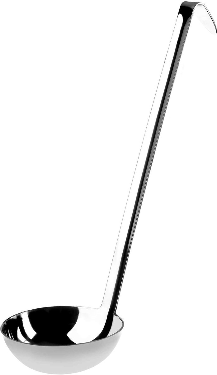 KADAX Soeplepel, Soup Pollepel, Sauslepel, Juslepel, Opscheplepel, roestvrij Staal, Gietlepel met ergonomische, lange Steel, Keukengerei, Keukenhulp, Eetlepel, zilver (8cm/100ml)