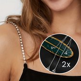 2 Paar Strass BH Band Onzichtbare Schouderband Verstelbare Antislip BH Band voor Vrouwen, 2 Kleuren (M 2 Paar Strass BH Band Onzichtbare Schouderband Verstelbare Antislip BH Band voor Vrouwen, 2 Kleuren (M