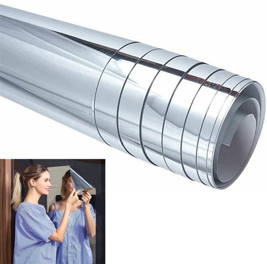 50*150 cm - Flexibele spiegelvellen - Zachte spiegel - spiegelpapier - muurstickers met spiegeleffect - niet-glas - zelfklevende spiegel - kunststof wandspiegel - onbreekbare spiegel - kamerdecoratie - voor knutselen - wanddecoratie - zilver