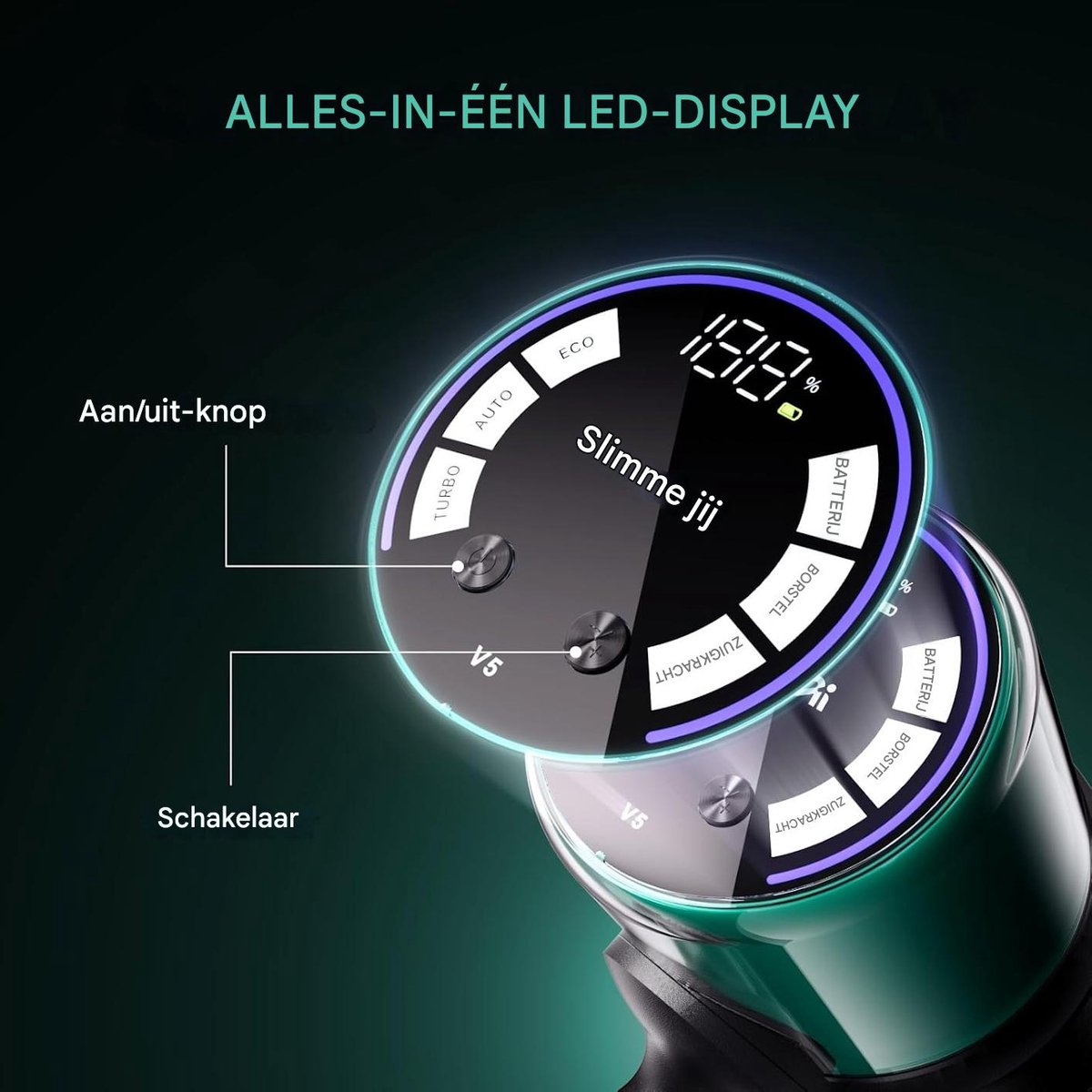 SmartAI V5 Draadloze Stofzuiger met 50.000PA Zuigkracht - afbeelding 3