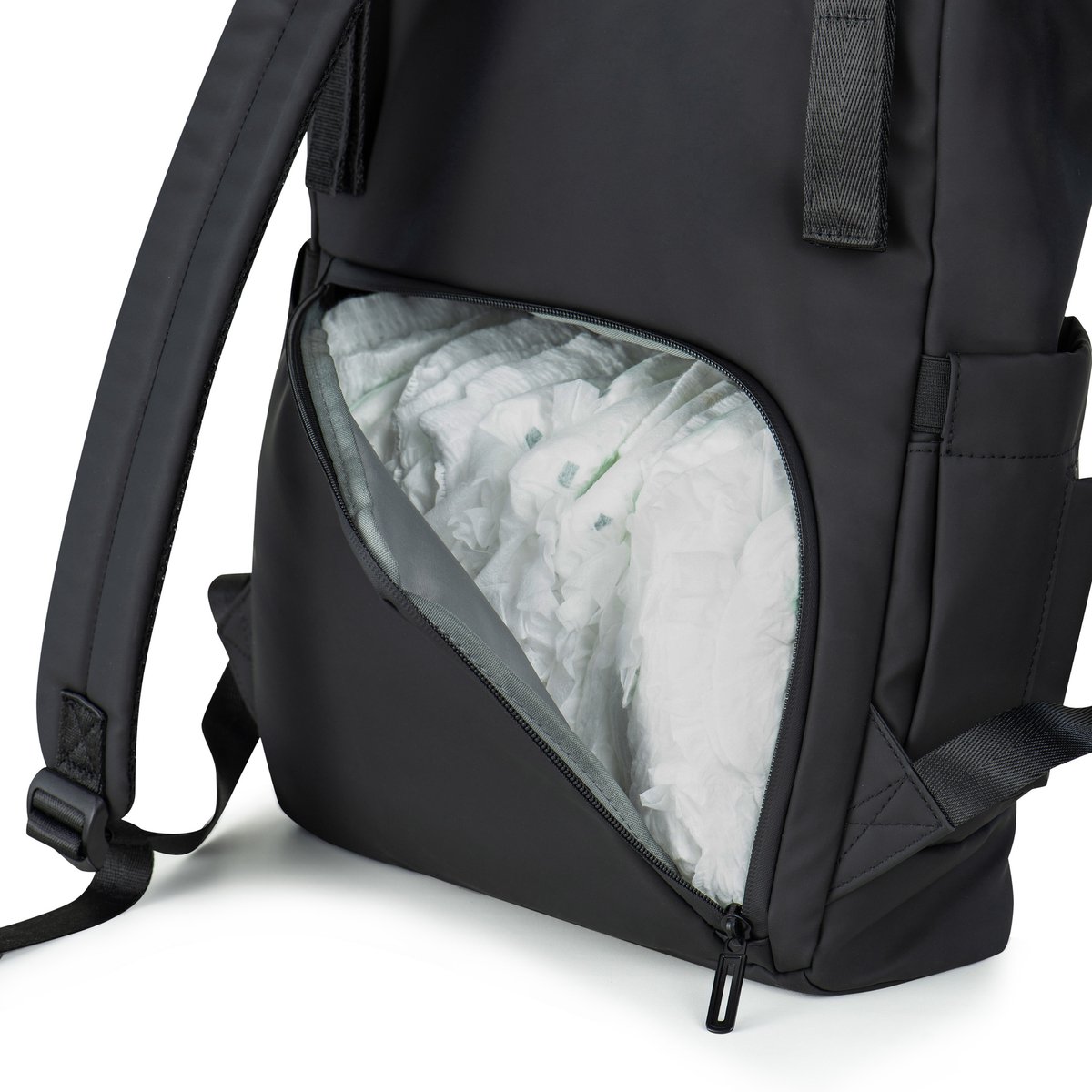 Baby Garden Salerno Luiertas Rugzak Rolltop 20-25L Zwart thumbnail 4