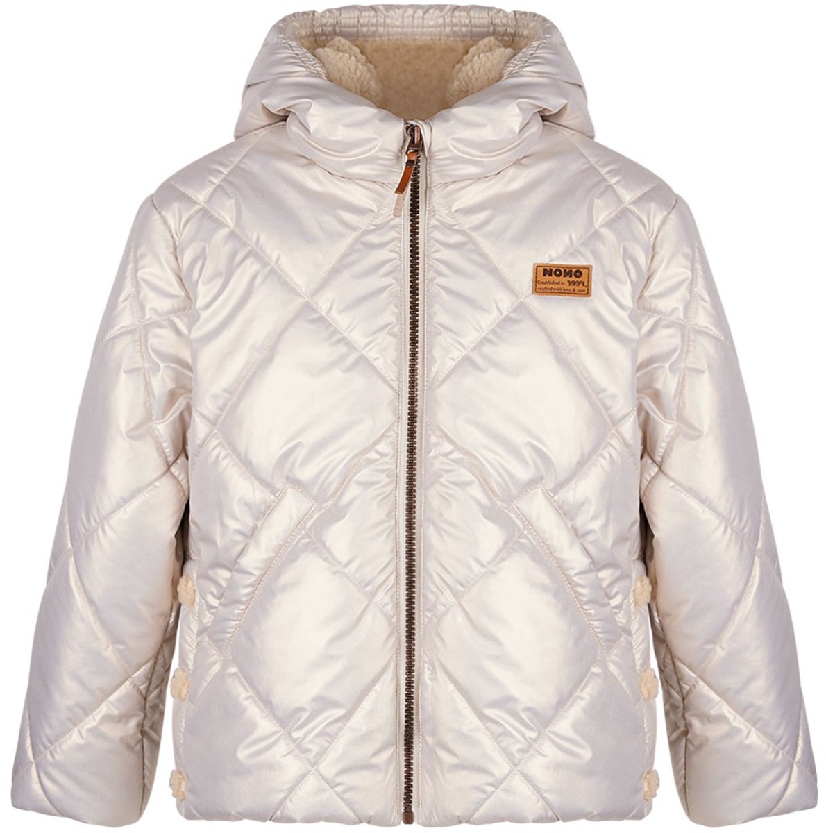 NONO - Button Hooded Short Winter Jacket beige - Beige - Maat 104
