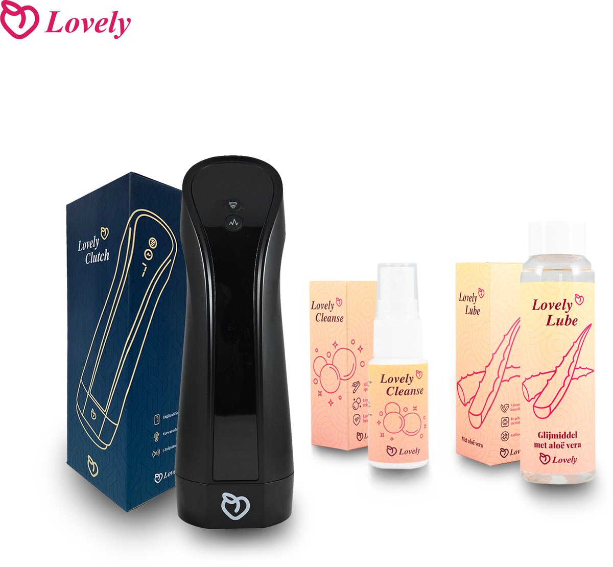 Lovely Clutch-Lovely Lube-Lovely Cleanse- Mannen Masturbator-Kunstvagina- Sex Toy-Glijmiddel-Aloe vera-schoonmaakproduct-Reiniger Spray-huidvriendelijk-Antibacterieel-Seksspeeltje