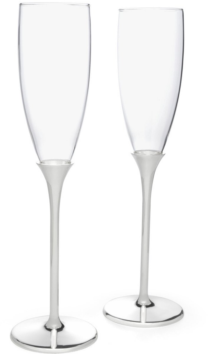Zilverstad - Champagneglazen Smooth - set van 2 stuks