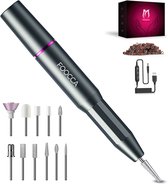 FOOCCA® Pen - Elektrische Nagelvijl 20000 RPM - Bekabelde Nagelfrees - Manicure en Pedicure Set - Ergonomisch - Eeltverwijderaar - Aluminium Behuizing - 11 Bitjes en 55 Schuurrolletjes (uitbreidbaar)