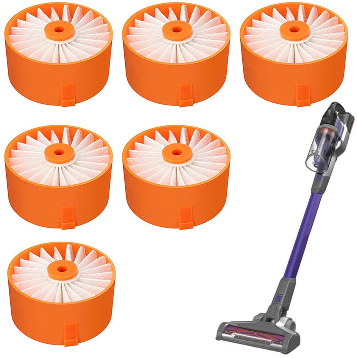 6 Stuks Filter - Wasbaar En Herbruikbaar - Onderdelen Set - Stofzuigerfilter - Geschikt Voor Black + Decker Powerseries Extreme Steelstofzuiger - Stofzuigerfilter Geschikt voor Bsv2020g En Bsv2020p
