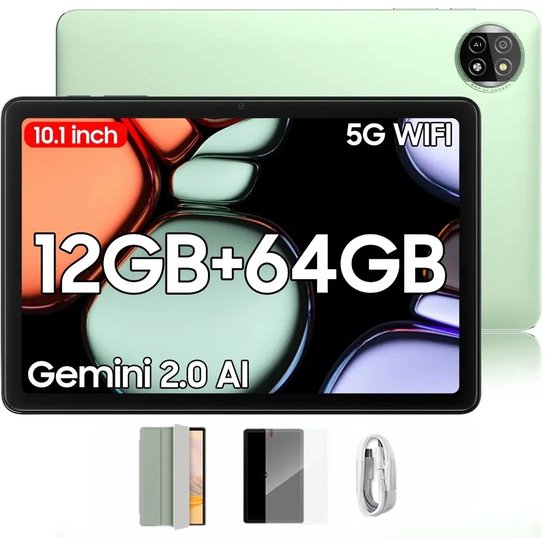 Blackview Tablet - Tab 20 WiFi Tablet - Met Hoes, Screenprotector - Android 15 - 12GB RAM + 64GB ROM(2TB Externe) - 10 inch HD Scherm - 6000mAh - Bluetooth 5G WiFi - Groen