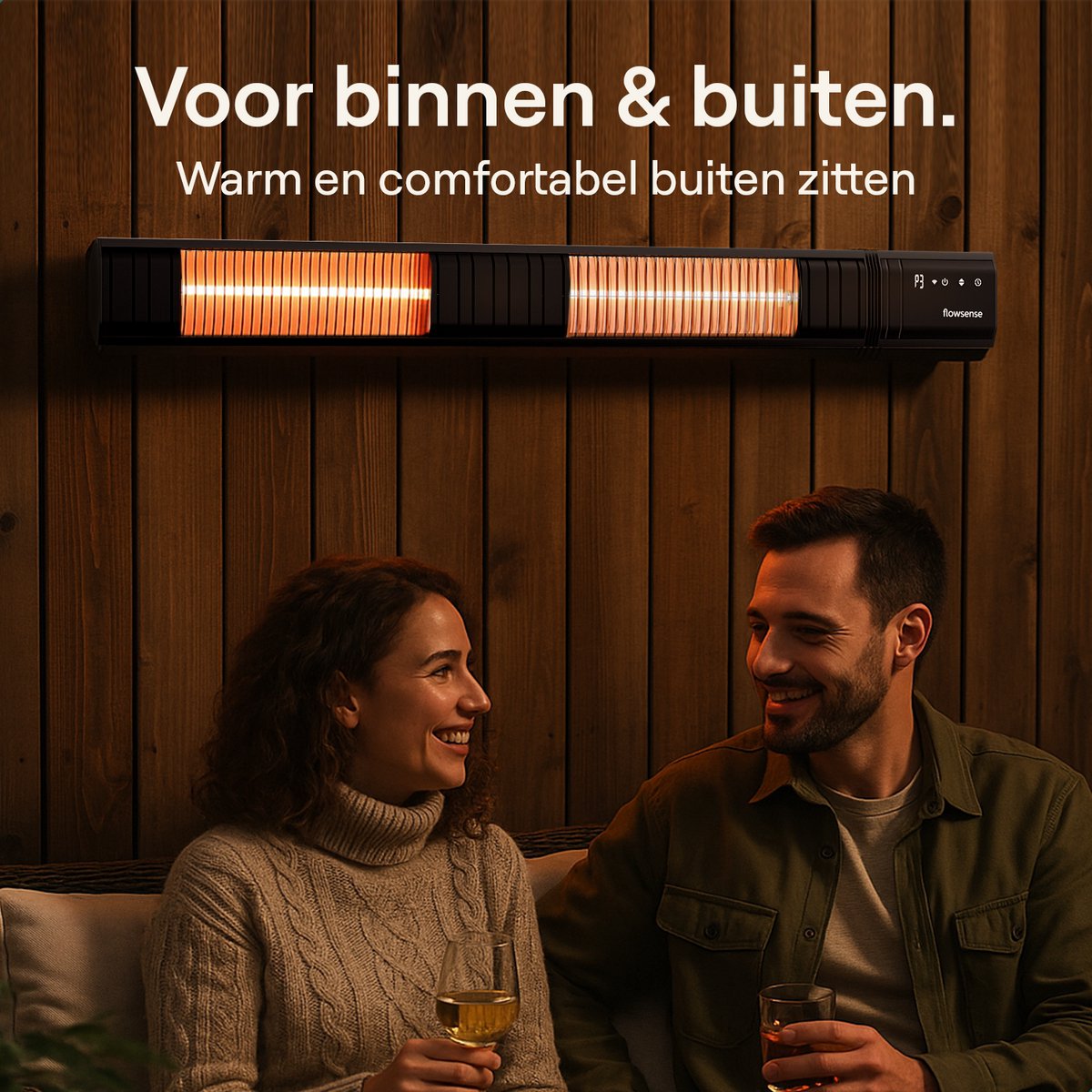 Flowsense Heater - Terrasverwarmers 3000W - Elektrisch Hangend - Infrafrood Verwarming - Voor 35m2 ruimtes - Binnen & Buiten - Incl. Afstandsbediening – foto 3