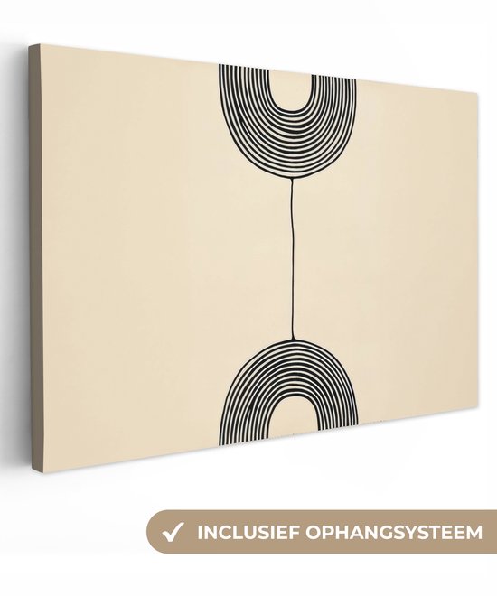 Canvas schilderij 30x20 cm - Exclusieve wanddecoratie Geometrische bogen - Minimalistisch - Symmetrisch - Muurdecoratie woonkamer - Slaapkamer decoratie - Kamer accessoires - Schilderijen op canvas