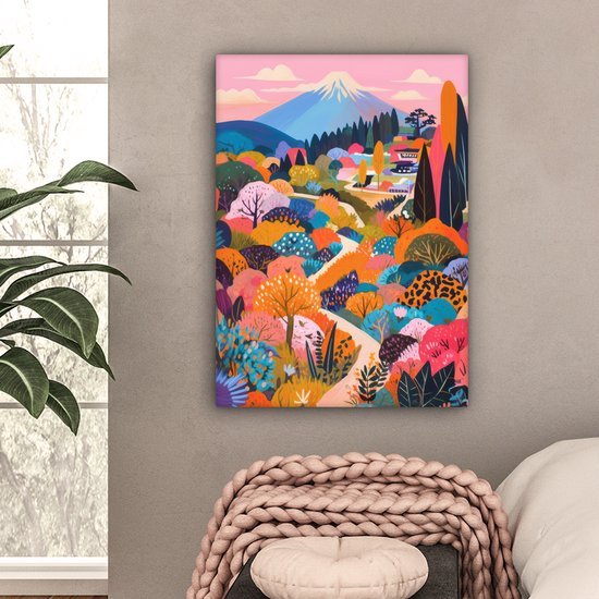 Canvas schilderij 60x80 cm - Exclusieve wanddecoratie Witte bergtop - Modern - Kleurrijk - Muurdecoratie woonkamer - Slaapkamer decoratie - Kamer accessoires - Schilderijen op canvas