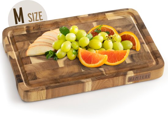 Namture Snijplank Hout Acacia M 28 x 18 cm – Extra Dik 2,5 cm – Premium Olie – Kopshout – Sapgeul