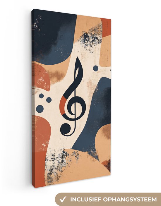 Canvas schilderij 20x40 cm - Exclusieve wanddecoratie Sleutel - G - Abstract - Beige - Muurdecoratie woonkamer - Slaapkamer decoratie - Kamer accessoires - Schilderijen op canvas