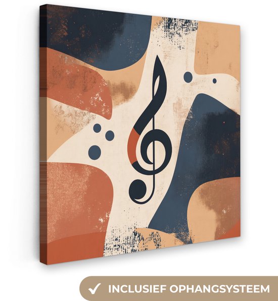 Canvas schilderij 20x20 cm - Exclusieve wanddecoratie Sleutel - G - Abstract - Beige - Muurdecoratie woonkamer - Slaapkamer decoratie - Kamer accessoires - Schilderijen op canvas