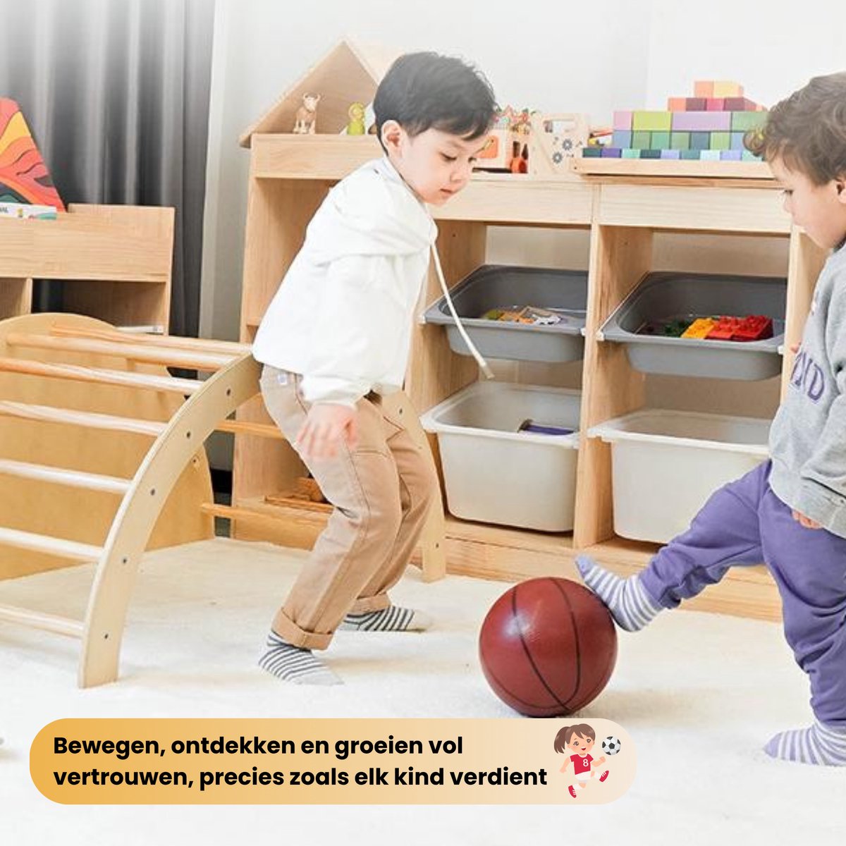 Wobli 5-in-1 Houten Klimboog & Klimrek - Inclusief Kussen - Montessori & Pikler Geïnspireerd - Prikkelarm Speelgoed - Scandinavisch Design - Duurzaam Hout - Vanaf 18 Maanden — afbeelding 5